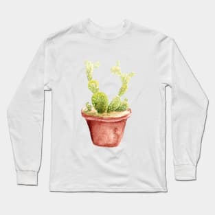 Opuntia cactus. watercolor Long Sleeve T-Shirt